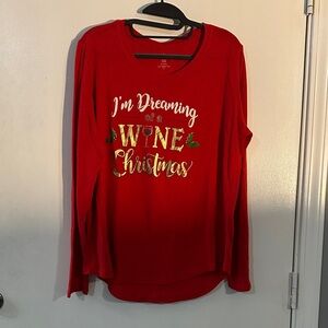 Holiday Time Red Christmas Long Sleeve Tee